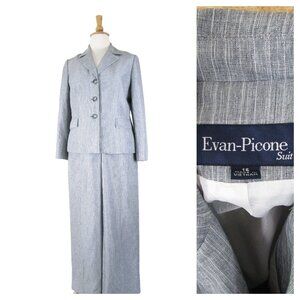 Evan Picone Plus Size Gray Siver Pinstripe Pant Suit Size 16 Formal Career